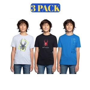 Spyder Youth 3-Pack Tee Boys Crew Neckline Spyder Brand Logo